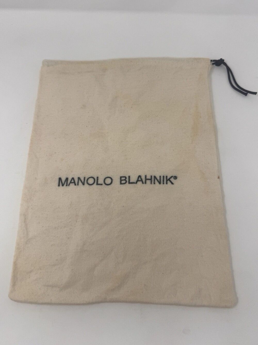 MANOLO BLAHNIK Drawstring Dust Bag Handbag Shoes Cream Travel Protect 14”x10”
